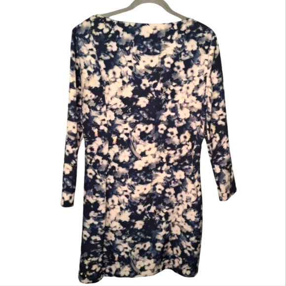 Zara Neutral Floral Print Boat Neck Midi Dress Size Large - Picture 2 of 5